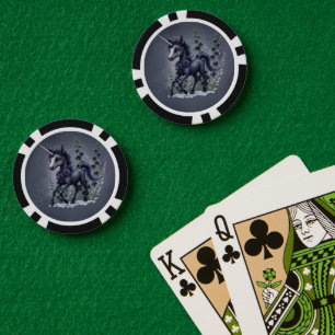 Stylised unicorn in floral splendour.  poker chips