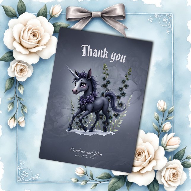 Stylised unicorn in floral splendour. thank you card (Creator Uploaded)