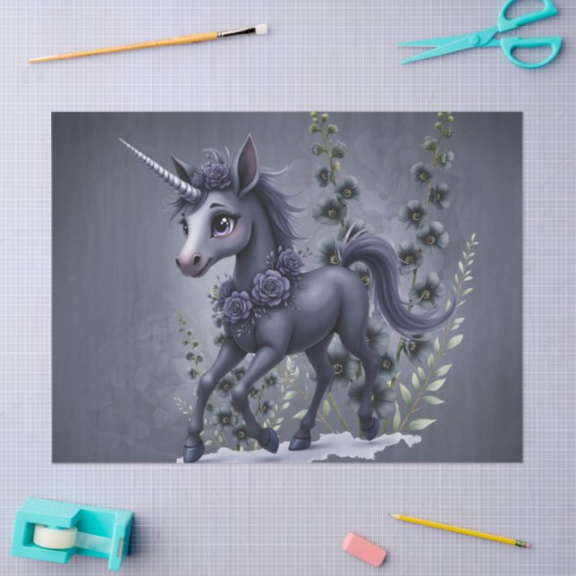 Stylised unicorn in floral splendour.  tissue paper (Craft)