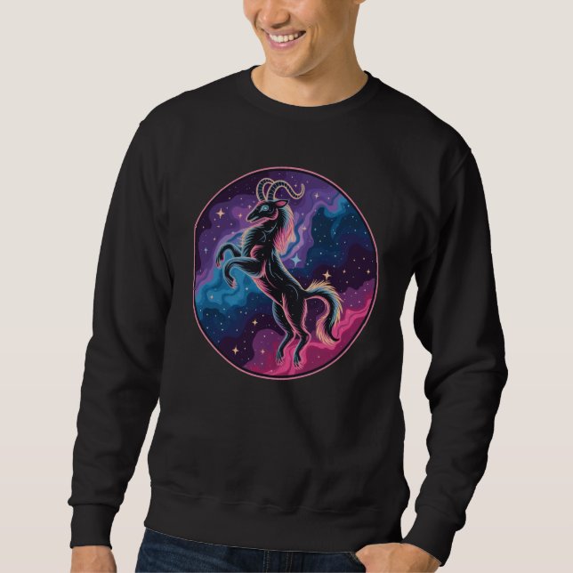 Stylised Vibrant Celestial Capricorn Goat Sweatshirt (Front)