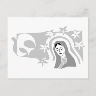 Stylised Virgin Mary Grayscale Postcard