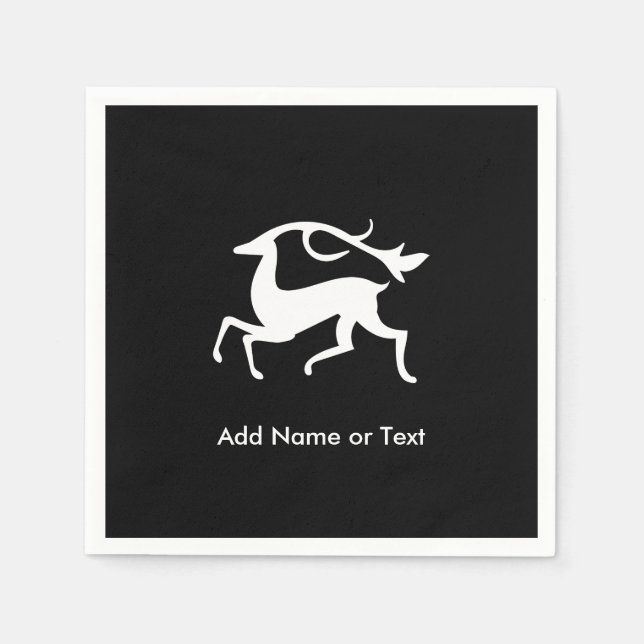 Stylised White Christmas Deer Napkin (Front)