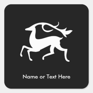 Stylised White Christmas Deer Square Sticker