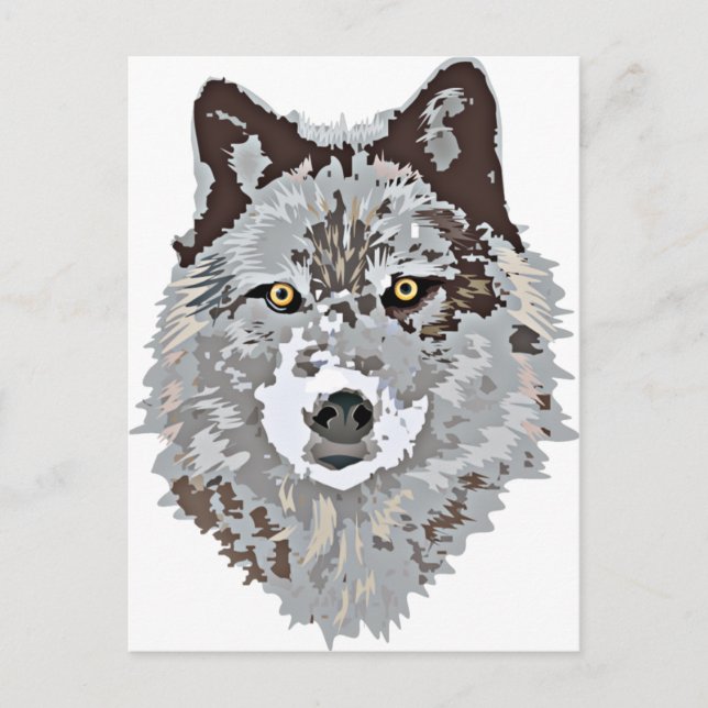 Stylised Wolf Head Postcard (Front)