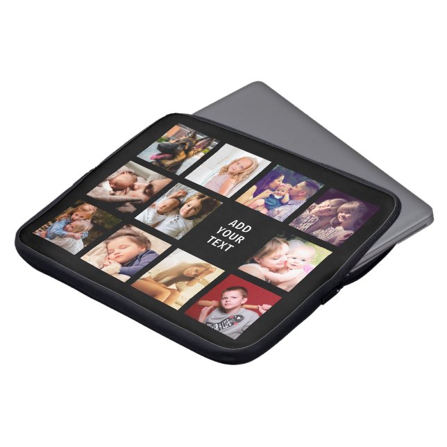 Stylish 11 Photo Collage Laptop Sleeve (Front Top)