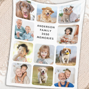 Stylish 11 Photo Collage Personalised Pictures Fleece Blanket