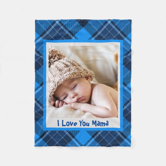 Stylish 1 Photo Collage Message to Mum  Fleece Blanket (Front)