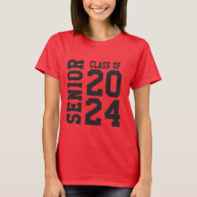 Stylish 2024 Senior Bold School Logo Red T-Shirt