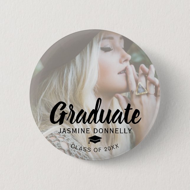 Stylish 2025 Photo Graduate 6 Cm Round Badge (Front)