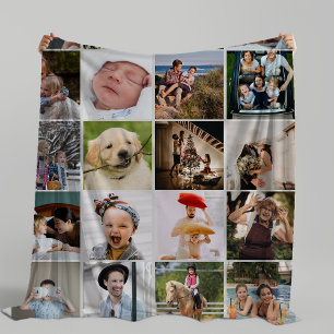 Stylish 20 Photo Collage Cosy Fleece Blanket