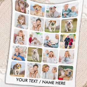 Stylish 20 Photo Collage Personalised Pictures Fleece Blanket
