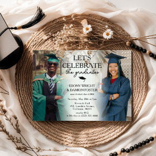 Stylish 2 Photo Joint Graduation Party Invitation