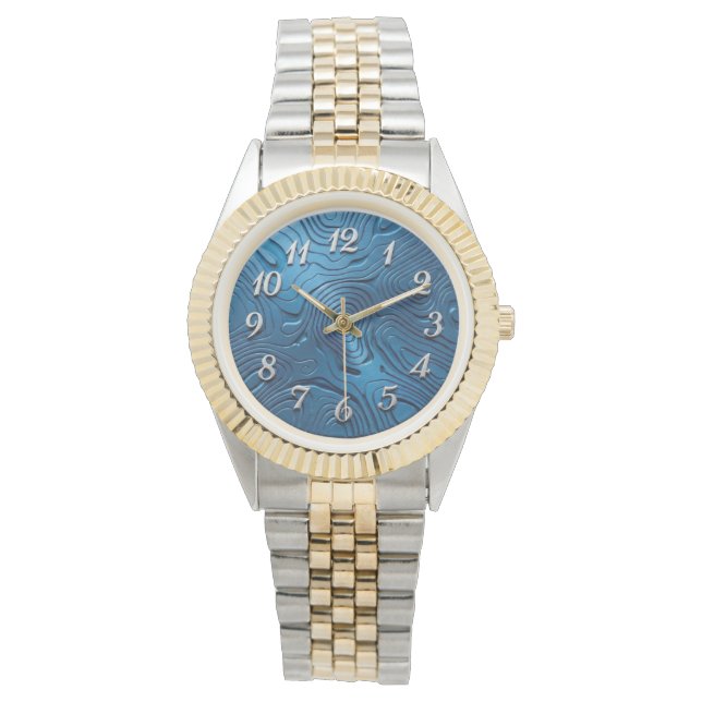 Stylish 2 Tone Wrist  Watch Blue Dial  (Front)