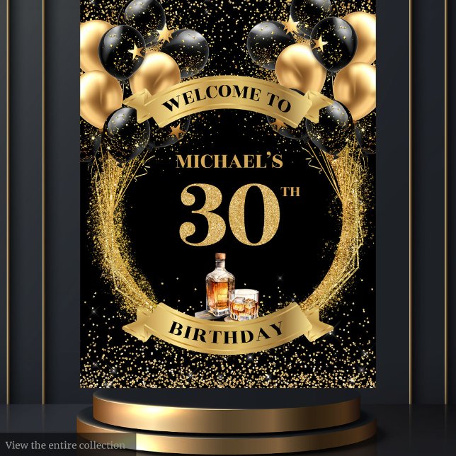 Stylish 30th Man Birthday Whiskey Celebration  Tapestry (Stylish 30th Man Birthday Whiskey Celebration Tapestry )