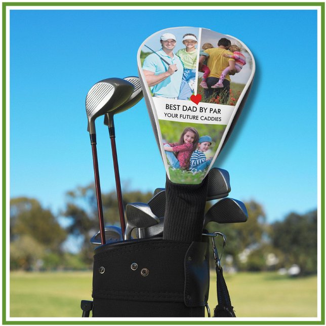 Stylish 3 Photo Best Dad By Par  Golf Head Cover (Creator Uploaded)
