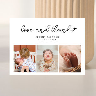 Stylish 3 Photo Collage Baby Shower Thank You Postcard