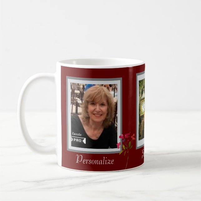STYLISH 3 VERTICAL PHOTO COLLAGE COFFEE MUG (Left)