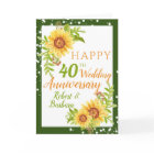 Stylish 40th Wedding Anniversary Floral Sunflower