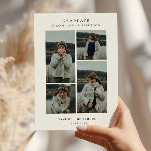Stylish 4 Photo Collage Graduation  Announcement