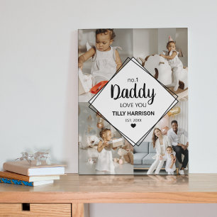 Stylish 4 Photo Collage   No 1 Daddy Plaque