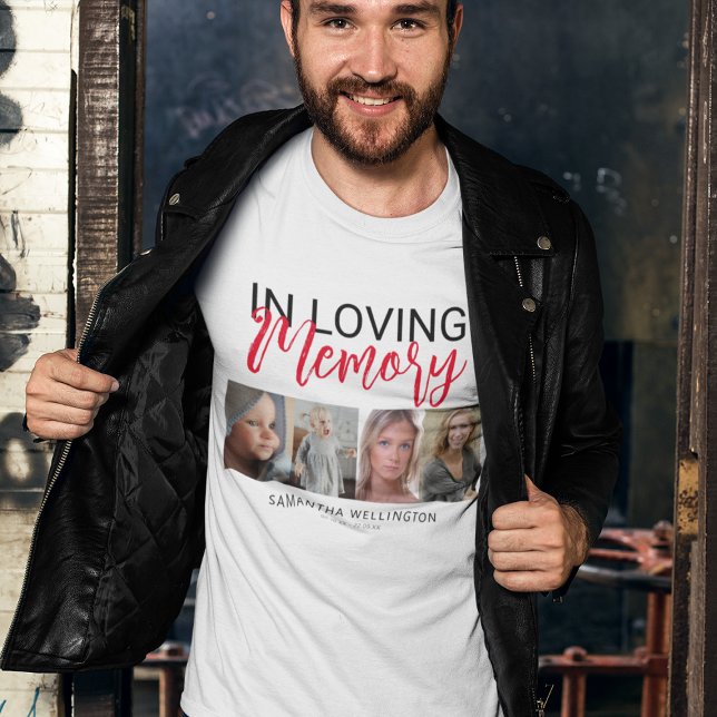 Stylish 4 Photo Memorial  T-Shirt (Creator Uploaded)
