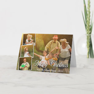 Stylish 4 Photo Merry Christmas Holiday Card