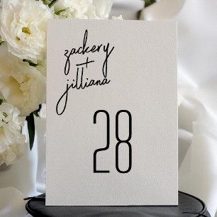 Stylish 5 x 7 Modern Names Wedding Table Number