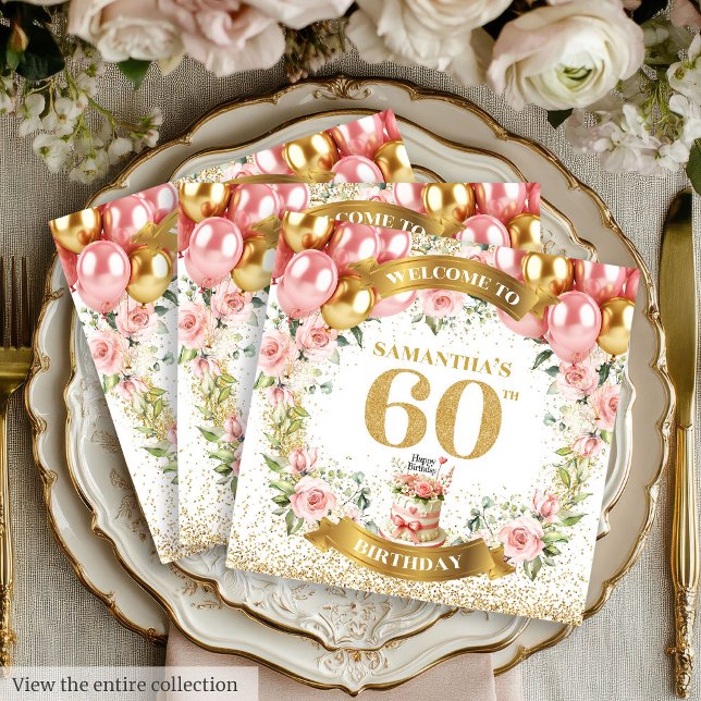 Stylish 60th Birthday Napkins Gold Sparkle Blooms (Stylish 60th Birthday Napkins Gold Sparkle Blooms

)