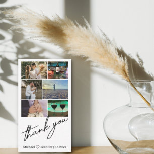 stylish 6 photos collage wedding thank you  card