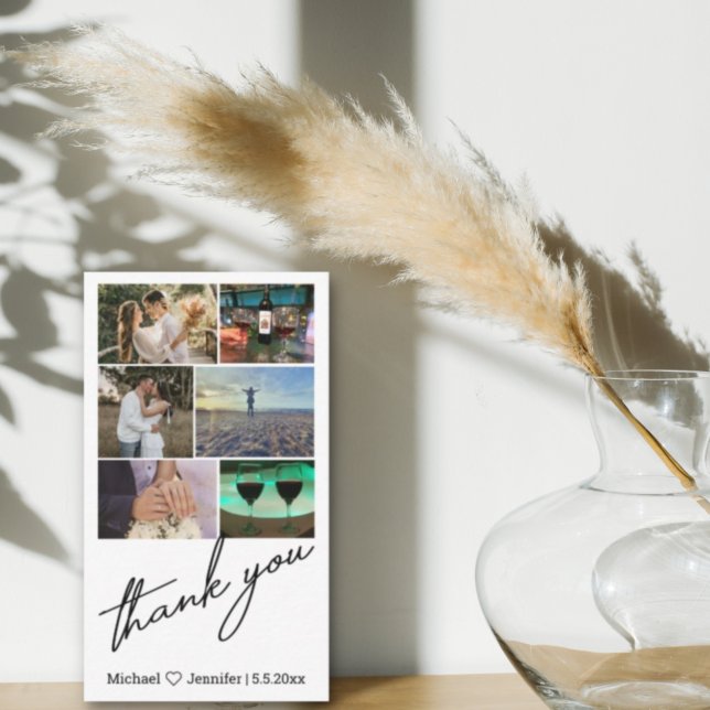 stylish 6 photos collage wedding thank you  card (Creator Uploaded)