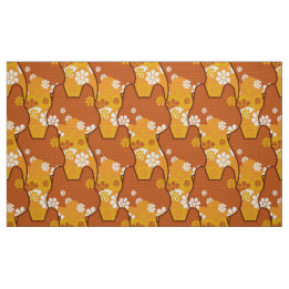 stylish 70s retro mod fabric- Cat kitten  Fabric