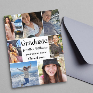 stylish 7 photos minimal chic graduation 2025 announcement postcard