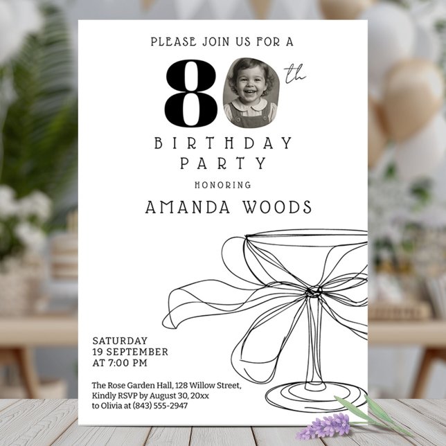 Stylish 80th birthday party with photo invitation (Creator Uploaded)
