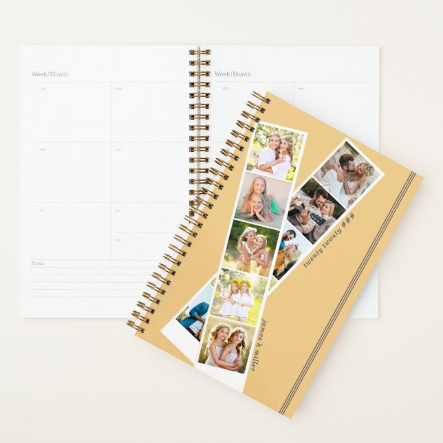 Stylish 8 Photo Strip Yellow Blue Personalised Planner (Display)