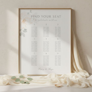 Stylish 9 Table Wedding Poster Seating Chart