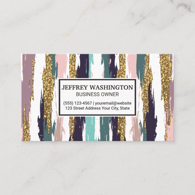 Stylish Abstract Colour Strokes Business Card (Front)