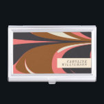 Stylish Abstract Contemporary Elegant Personalised Business Card Holder<br><div class="desc">Bold Abstract Design Personalised Business Card Case in Brown,  Navy,  and Salmon Pink</div>
