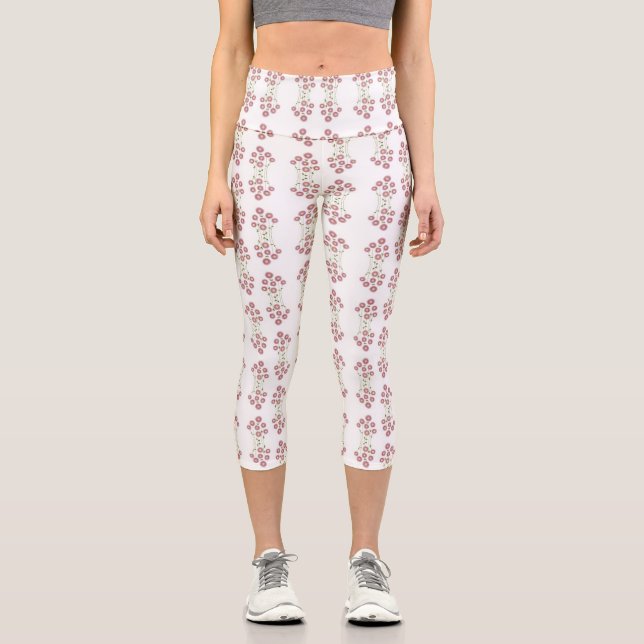 Stylish Abstract floral High Waisted Capris (Front)