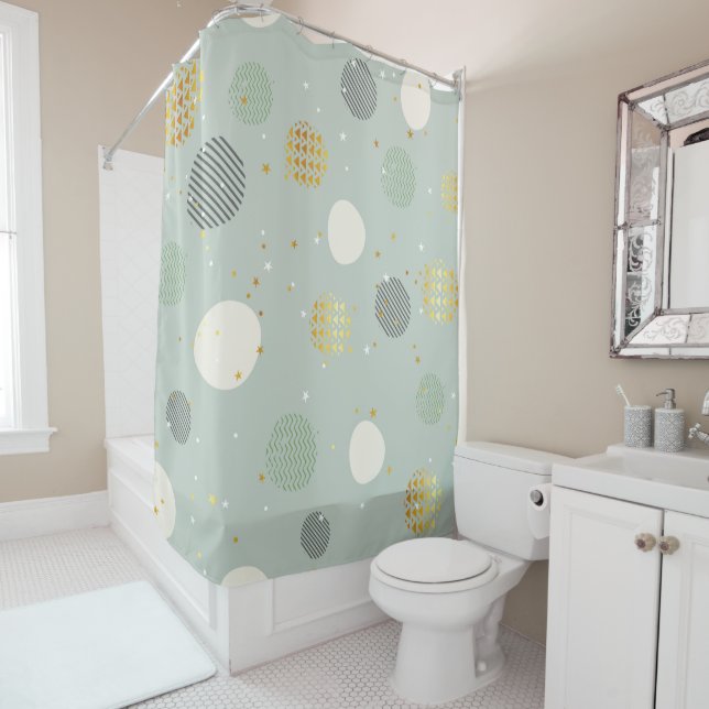 Stylish Abstract Geometric Pastel Tones Pattern Shower Curtain (In Situ)