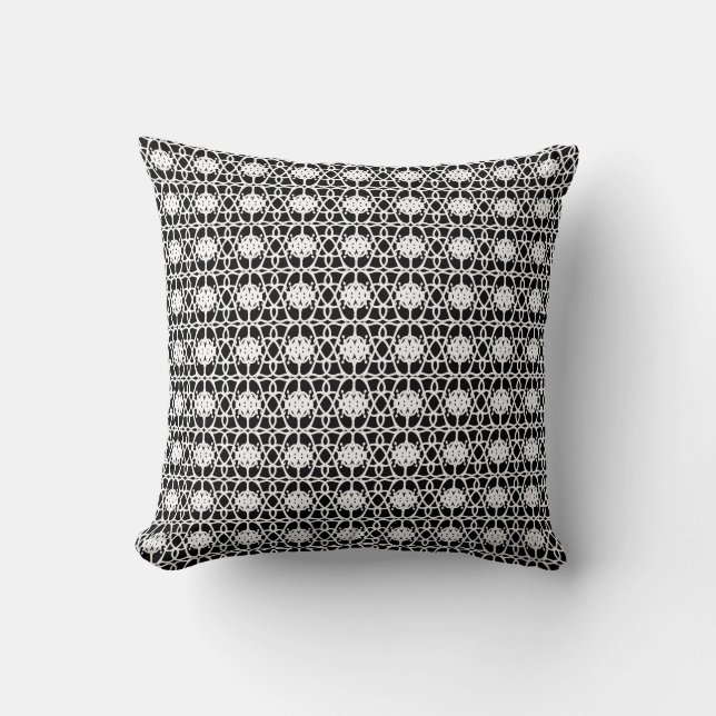 Stylish abstract geometric shape in black & white cushion (Front)