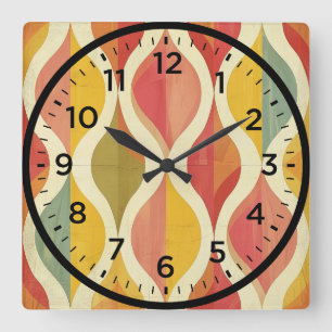 Stylish Abstract Mid Century Pattern Square Wall Clock