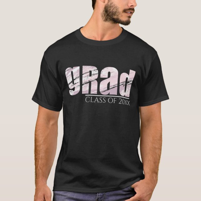 Stylish Abstract Pattern Text Custom Graduation T-Shirt (Front)