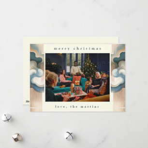 Stylish Abstract Photo Christmas Flat Holiday Card