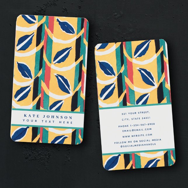 Stylish Abstract Retro Vintage Colourful Watercolo Business Card (Stylish Abstract Retro Vintage Colorful Watercolor Business Card)