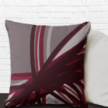 Stylish Abstract Ribbons Cushion<br><div class="desc">Gray and burgundy throw pillow features an artistic linear design with shades of burgundy and gray with white accents on a grey background. This abstract composition is built on combinations of repeated organic lines, which are overlapped and interlaced to form an interesting artistic design. The gray, burgundy, white and wine...</div>