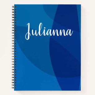 Stylish Abstract Shapes in Blue Personalized Name Notebook