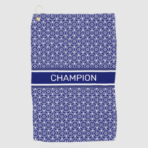 Stylish Abstract Star Pattern in Blue & White Golf Towel