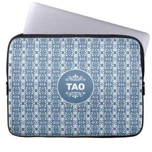 Stylish Abstract Tao Pattern in Kashmir Blue Laptop Sleeve