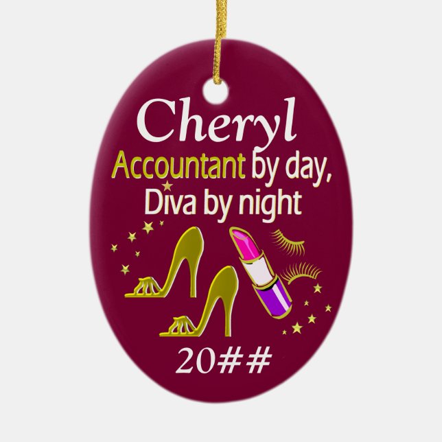 STYLISH ACCOUNTANT PERSONALIZED ORNAMENT (Front)