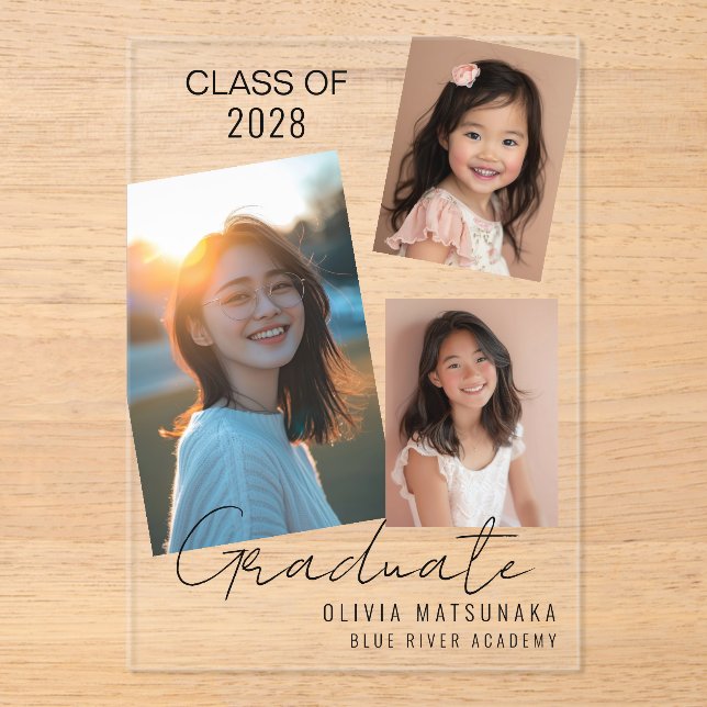 Stylish Acrylic Graduation Announcement (blk font) (Front)
